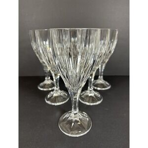 Godinger Ingrid Water Goblets Crystyal Vertical Cuts 8 1/8" Set Of 6